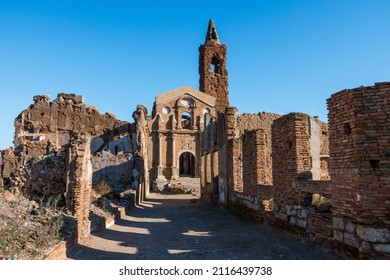 Ghost Town Of Belchite Ruined In Battle During Spanish Civil War - wide shot