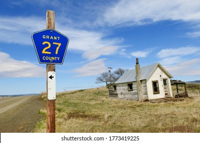 Ghost Town By The Rural County Road 27 In Central Oregon, USA