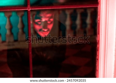 ghostly apparition reflected in a window. High quality photo