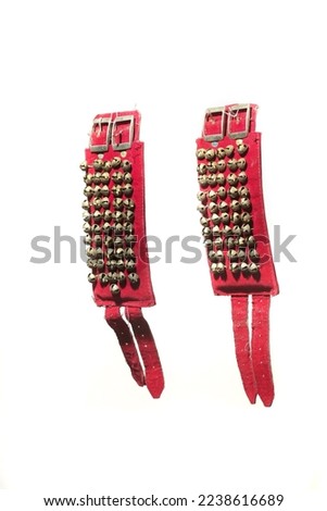 Ghungroos - leg bells for Indian classical dance.isolated white background.Ghungroo for bharatanatyam Non leather. Dancing bells 