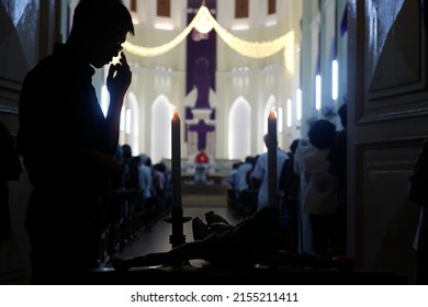 Gia Dinh Church.  Holy Week. Catholic mass.  Good Friday.  Ho Chi Minh City. Vietnam.  04-30-2018