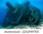 The Giannis D split in two when it sank and now lies in two halves. It lies on its port side, with the stern on the sea bed at 20m in Abu Nahas reef
