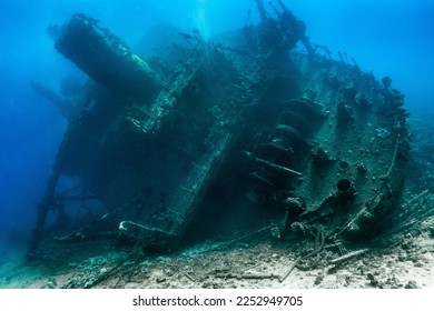The Giannis D split in two when it sank and now lies in two halves. It lies on its port side, with the stern on the sea bed at 20m in Abu Nahas reef
