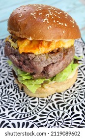 Giant Burger On A Plate