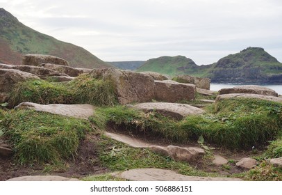 Giant Causeway Hexagonal Interlocking Basalt Column Stock Photo ...