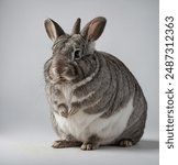 The Giant Chinchilla is a gentle giant of the rabbit world, known for its dense, silver-grey fur that resembles a chinchilla