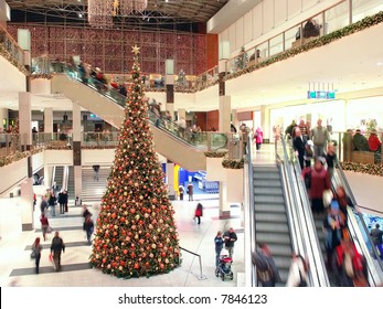 Giant Christmas Tree In Shopping Mall