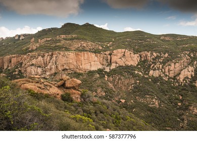 Giant Cliff Near Sandstone Peak In Santa Monica Mountains National Recreation Area