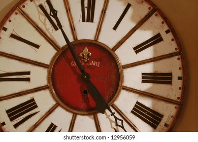 A Giant Clock On A Wall As Decoration