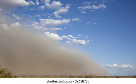 Giant Dust Storm (also Called A Haboob) Rolls Across The Desert Near Phoenix Arizona.