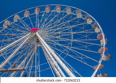 Giant Ferris Wheel, Los Angeles County Fair, Los Angeles, Pomona California
Cobalt Blue Skies Set The Backdrop For This Historic Giant Red And White Amusement Ride.