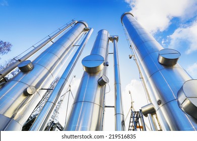 giant gas-pipes, pipelines inside refinery industry