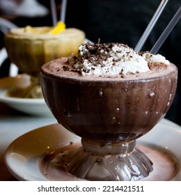Giant Glass Of Frozen Hot Chocolate In New York City, NY, USA.