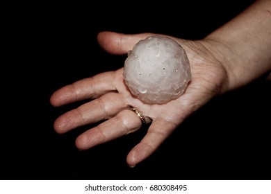 Giant Golf Ball Sized Hailstone From A Destructive Storm In Melbourne, Australia On 6th Of March 2010.