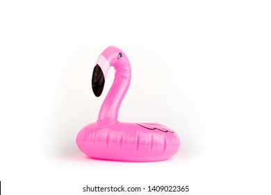 Giant inflatable Flamingo on a white background, pool float party, trendy summer concept