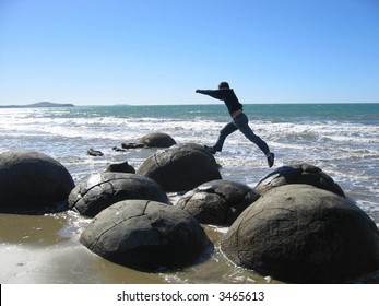 Giant Leap Across Boulders