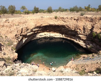 Giant Limestone Sinkhole At Bimah, Oman.