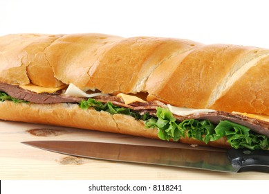 A Giant Meat And Cheese Sandwich