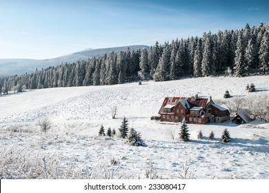 Giant Mountains - Krkonose, Czech Republic, Europe, winter landscape, village Horni Mala Upa 
