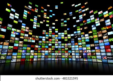 Giant multimedia video and image walls - Shutterstock ID 481521595