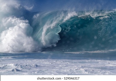 Giant Ocean Wave On The North Shore Of Oahu Hawaii USA Waimea Bay 