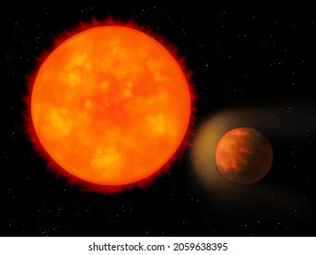 Giant Planet Is Too Close To The Star. Hot Jupiter, An Exoplanet Approached The Sun.