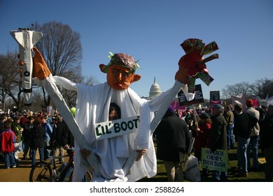 Giant puppet costume at anti war rally on the National Mall, Washington, DC, Saturday, January 27, 2007.