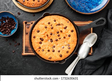 Giant Skillet Cookie With Chocolate Chips.