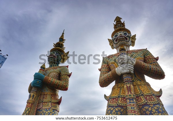 Giant Statue Standing Guard Door Front Stock Photo Edit Now