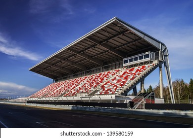 Giant Tribune With Colorized Seats On Formula 1 Track