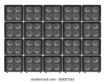 Giant Wall Of Vintage Bass Speakers.  