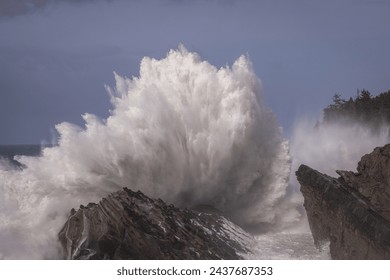 Giant waves crashing against the rocks in Shore Acres, Oregon creating a spectacular landscape specially during the winter months when the storms move in. - Powered by Shutterstock