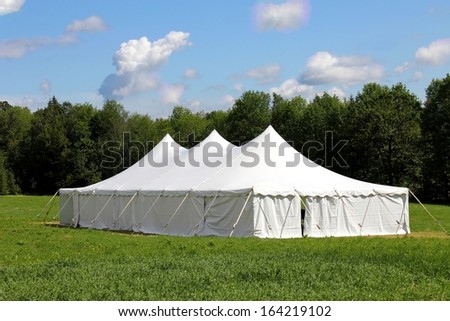 giant white wedding or entertainment tent, marquee 