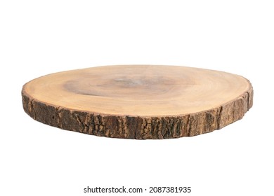 A giant wood stump tray on white background