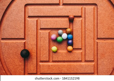 Giant Wooden Maze Game With Bright Colors