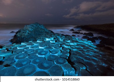 The Giant's Causeway at night in Northern Ireland.