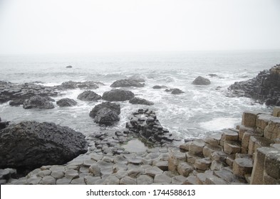 Giants Causeway On A Rainy And Stormy Day