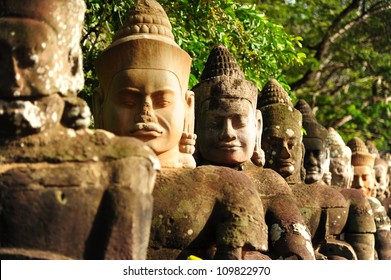 Giants In Front Gate Of Angkor Thom