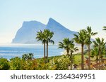 Gibraltar rock, british overseas territory on spanish coast. Tourist attraction.