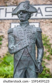 Gibraltar, UK - July 27th 2019: Life-size, Bronze Statue Of Lord Nelson By Sculptor John Doubleday. South Bastion, Gibraltar, UK