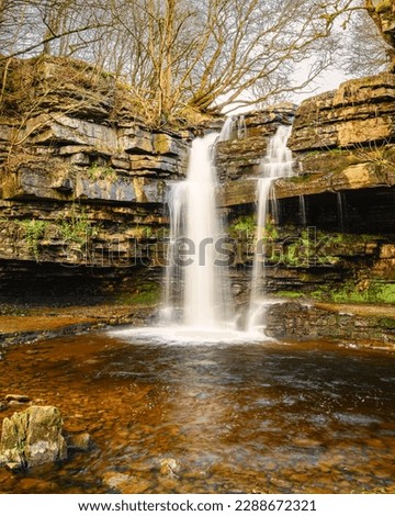 Gibson Cave below Summerhill Force, on Bow Lee Beck which runs through a ravine in Upper Teesdale near Newbiggin and is in the North Pennines AONB, as a tributary to the River Tees