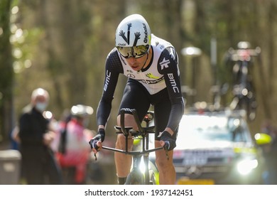 GIEN - FRANCE - 9 MARCH 2021: Photography Taken On A Public Street Of Fabio Aru In The Race Paris Nice And The Time Trial Of Gien