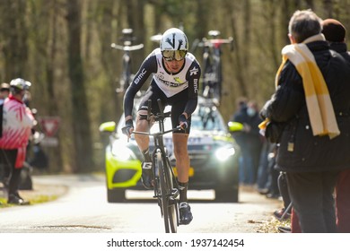 GIEN - FRANCE - 9 MARCH 2021: Photography Taken On A Public Street Of Fabio Aru In The Race Paris Nice And The Time Trial Of Gien