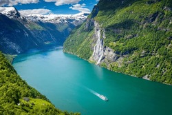 Gieranger Fjord And Seven Sisters Waterfalls In More Og Romsdal, Norway, Northern Europe