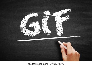 GIF Graphics Interchange Format - type of bitmap image format, acronym text on blackboard