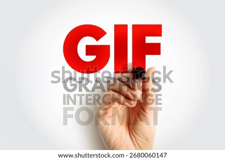 GIF Graphics Interchange Format - type of bitmap image format, acronym text concept background
