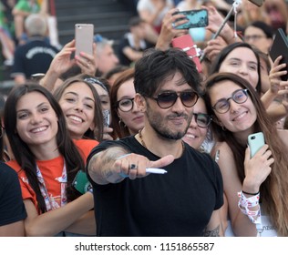 Giffoni Valle Piana, Sa, Italy - July 25, 2018 : Fabrizio Moro At Giffoni Film Festival 2018 - On July 25, 2018 In Giffoni Valle Piana, Italy 