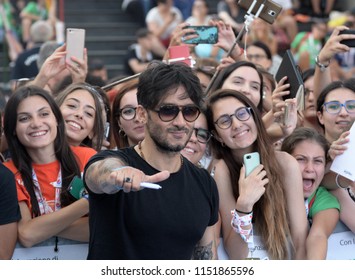 Giffoni Valle Piana, Sa, Italy - July 25, 2018 : Fabrizio Moro At Giffoni Film Festival 2018 - On July 25, 2018 In Giffoni Valle Piana, Italy 