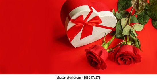 Gift Box On A Wooden Background. Valentine's Day Gift.selectiv Focus.holiday