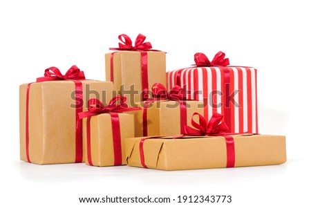 Gift boxes, gifts on a white background isolated. Vacation. Valentine's Day. Women's Day. mothers Day.